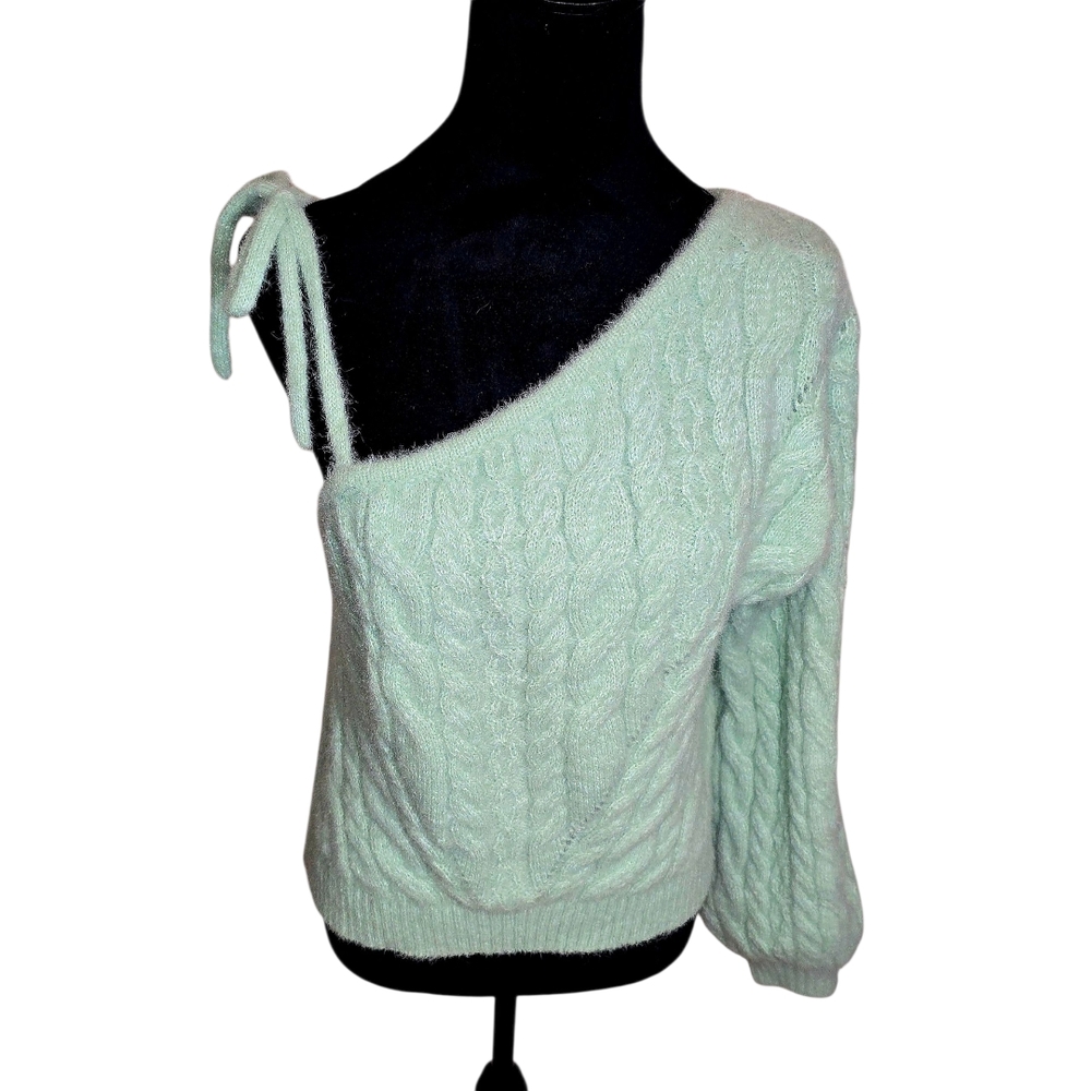 Sexy Juniors/Women's Mint Green Off-The-Shoulder Sweater sz L, NWT